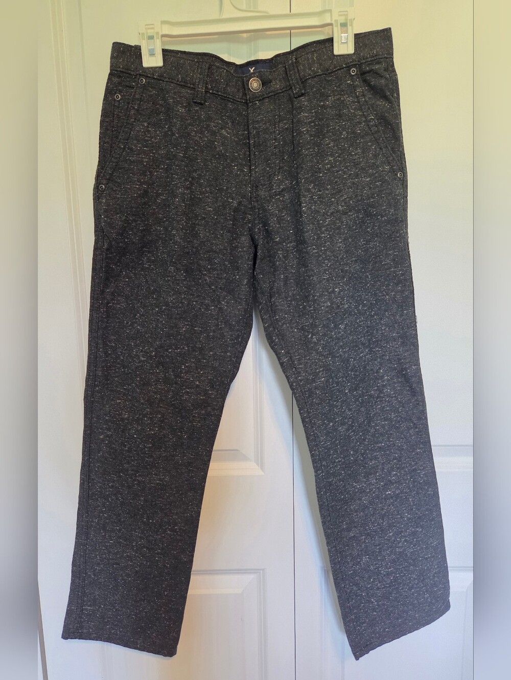 American Eagle Men's Gray Heather Straight-Leg Pants